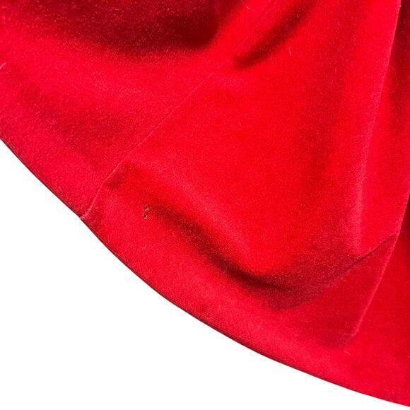 Vintage Red Velour Bathrobe with White Piping Classic Wrap Style Robe Small - Picture 12 of 13